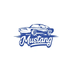 Mustang Araba Silüet Sticker 17x17 Cm Mavi