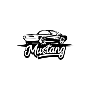 Mustang Araba Silüet Sticker 17x17 Cm Siyah