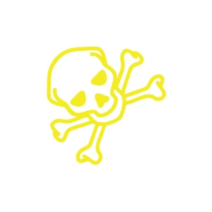 İskelet Kafası Araba Sticker 17x17 Cm Sarı