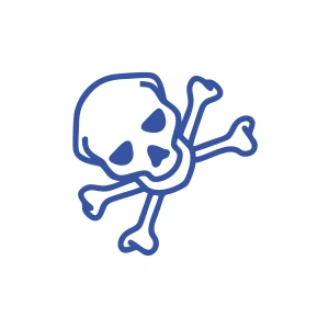 İskelet Kafası Araba Sticker 17x17 Cm Mavi