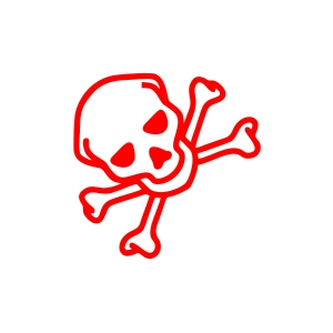 İskelet Kafası Araba Sticker 17x17 Cm Kırmızı