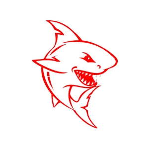 Köpek Balığı Araba Sticker 17x17 Cm Kırmızı