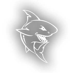 Köpek Balığı Araba Sticker 17x17 Cm Beyaz