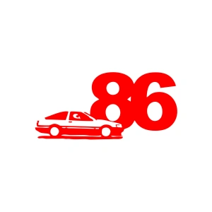 86 JDM Araba Sticker 17x17 Cm Kırmızı