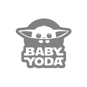 Baby Yoda Araba Stickeri 17x17 Cm Gri
