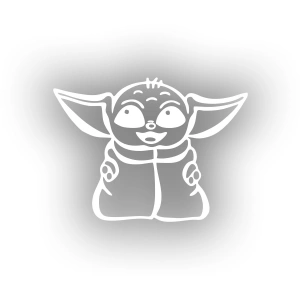 Baby Yoda Araba Stickeri 17x17 Cm Beyaz