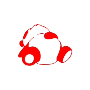 Doymuş Panda Araba Sticker 17x17 Cm Kırmızı