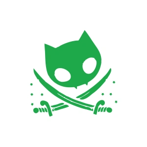 Kedi Korsan Simgesi Araba Sticker 17x17 Cm Yeşil