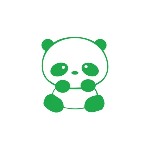 Sevimli Panda Araba Sticker 17x17 Cm Yeşil