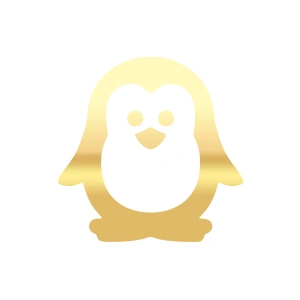 Sevimli Penguen Araba Sticker 17x17 Cm Gold