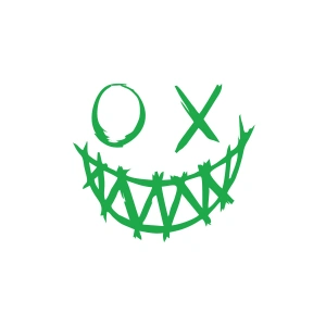 Şeytan Gülen Yüz Araba Sticker 17x17 Cm Yeşil