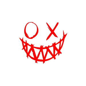 Şeytan Gülen Yüz Araba Sticker 17x17 Cm Kırmızı