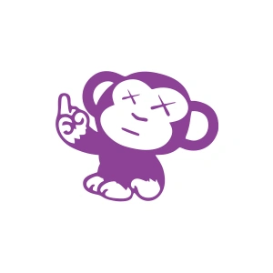 Maymun Araba Sticker 17x17 Cm Mor