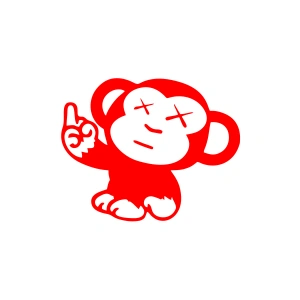 Maymun Araba Sticker 17x17 Cm Kırmızı