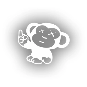 Maymun Araba Sticker 17x17 Cm Beyaz