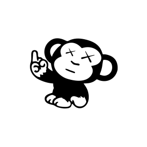 Maymun Araba Sticker 17x17 Cm Siyah