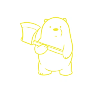 Balta Tutan Ayı Araba Sticker 17x17 Cm Sarı