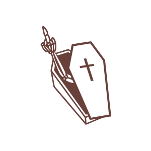 Tabuttan Çıkan İskelet Araba Sticker 17x17 Cm Kahverengi