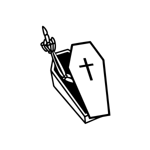 Tabuttan Çıkan İskelet Araba Sticker 17x17 Cm Siyah