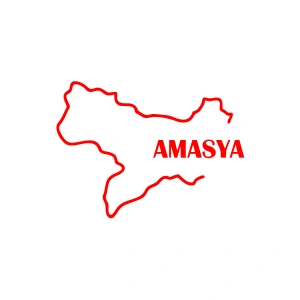 Amasya Harita Araba Sticker 17x17 Cm Kırmızı