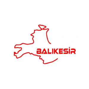 Balıkesir Harita Araba Sticker 17x17 Cm Kırmızı