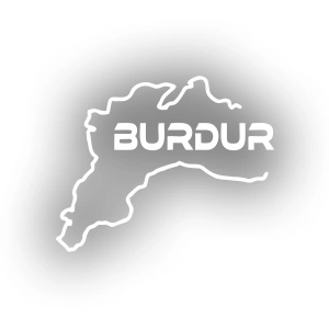 Burdur Harita Araba Sticker 17x17 Cm Beyaz