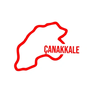Çanakkale Harita Araba Sticker 17x17 Cm Kırmızı