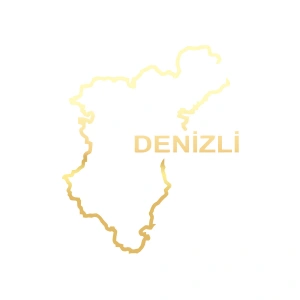 Denizli Harita Araba Sticker 17x17 Cm Gold
