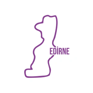 Edirne Harita Araba Sticker 17x17 Cm Mor
