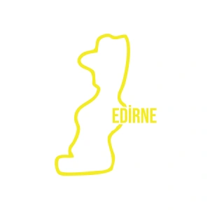 Edirne Harita Araba Sticker 17x17 Cm Sarı