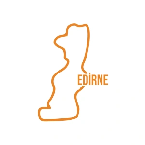 Edirne Harita Araba Sticker 17x17 Cm Turuncu