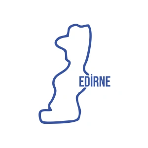 Edirne Harita Araba Sticker 17x17 Cm Mavi