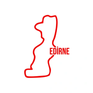 Edirne Harita Araba Sticker 17x17 Cm Kırmızı