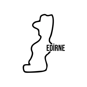 Edirne Harita Araba Sticker 17x17 Cm Siyah