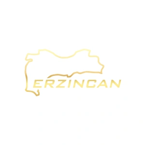 Erzincan Harita Araba Sticker 17x17 Cm Gold