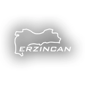 Erzincan Harita Araba Sticker 17x17 Cm Beyaz
