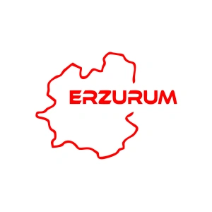 Erzurum Harita Araba Sticker 17x17 Cm Kırmızı