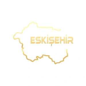 Eskişehir Harita Araba Sticker 17x17 Cm Gold