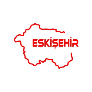 Eskişehir Harita Araba Sticker 17x17 Cm Kırmızı