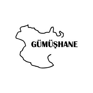 Gümüşhane Harita Araba Sticker 17x17 Cm Siyah