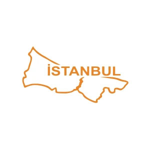 İstanbul Harita Araba Sticker 17x17 Cm Turuncu