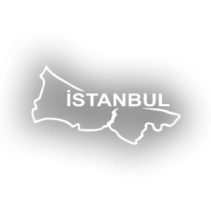 İstanbul Harita Araba Sticker 17x17 Cm Beyaz