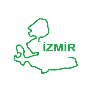 İzmir Harita Araba Sticker 17x17 Cm Yeşil