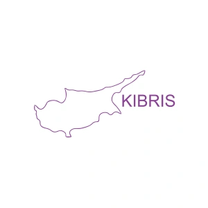 Kıbrıs Harita Araba Sticker 17x17 Cm Mor