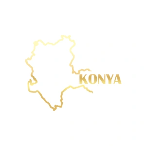 Konya Harita Araba Sticker 17x17 Cm Gold