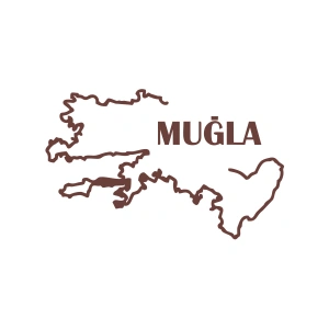 Muğla Harita Araba Sticker 17x17 Cm Kahverengi