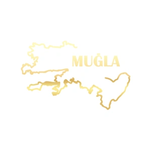 Muğla Harita Araba Sticker 17x17 Cm Gold