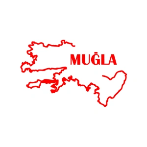 Muğla Harita Araba Sticker 17x17 Cm Kırmızı