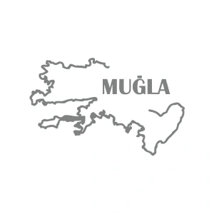 Muğla Harita Araba Sticker 17x17 Cm Gri