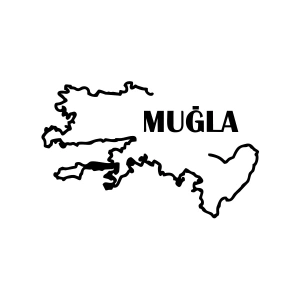 Muğla Harita Araba Sticker 17x17 Cm Siyah